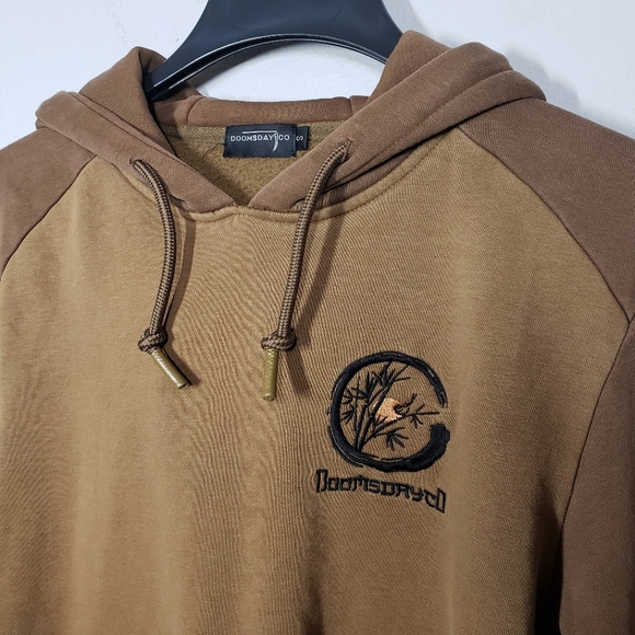 Doomsday Co. Brown Broqn Tan Colorblock Pullover Hoodie Size Small - Picture 2 of 8